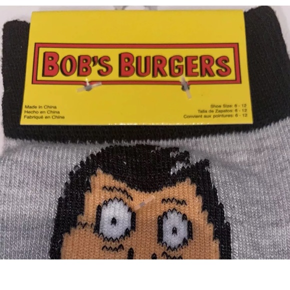 Bob’s Burgers Crew Socks 2 Pair Men's 6-12 Gray Black w Burger & Bob Animated TV - Picture 2 of 12